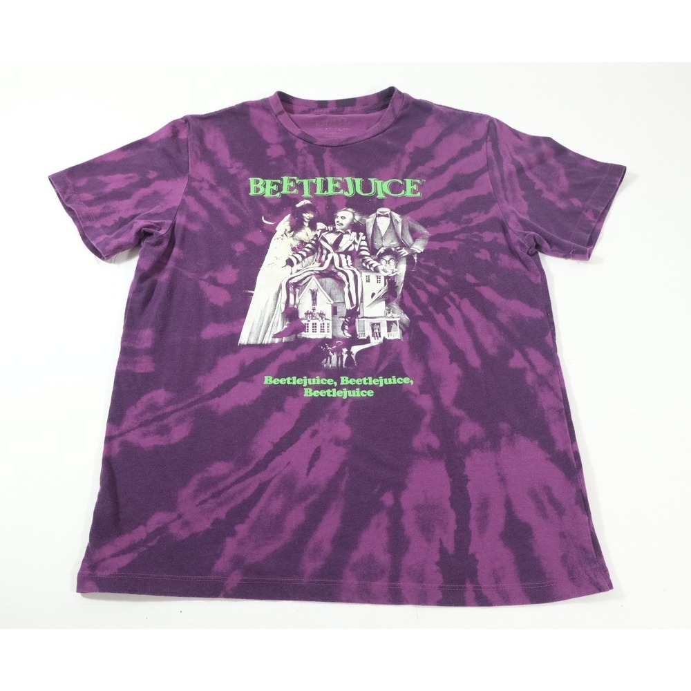 Beetlejuice Shirt Medium Purple Tie Dye Graphic Tee Movie Unisex Short Sleeve